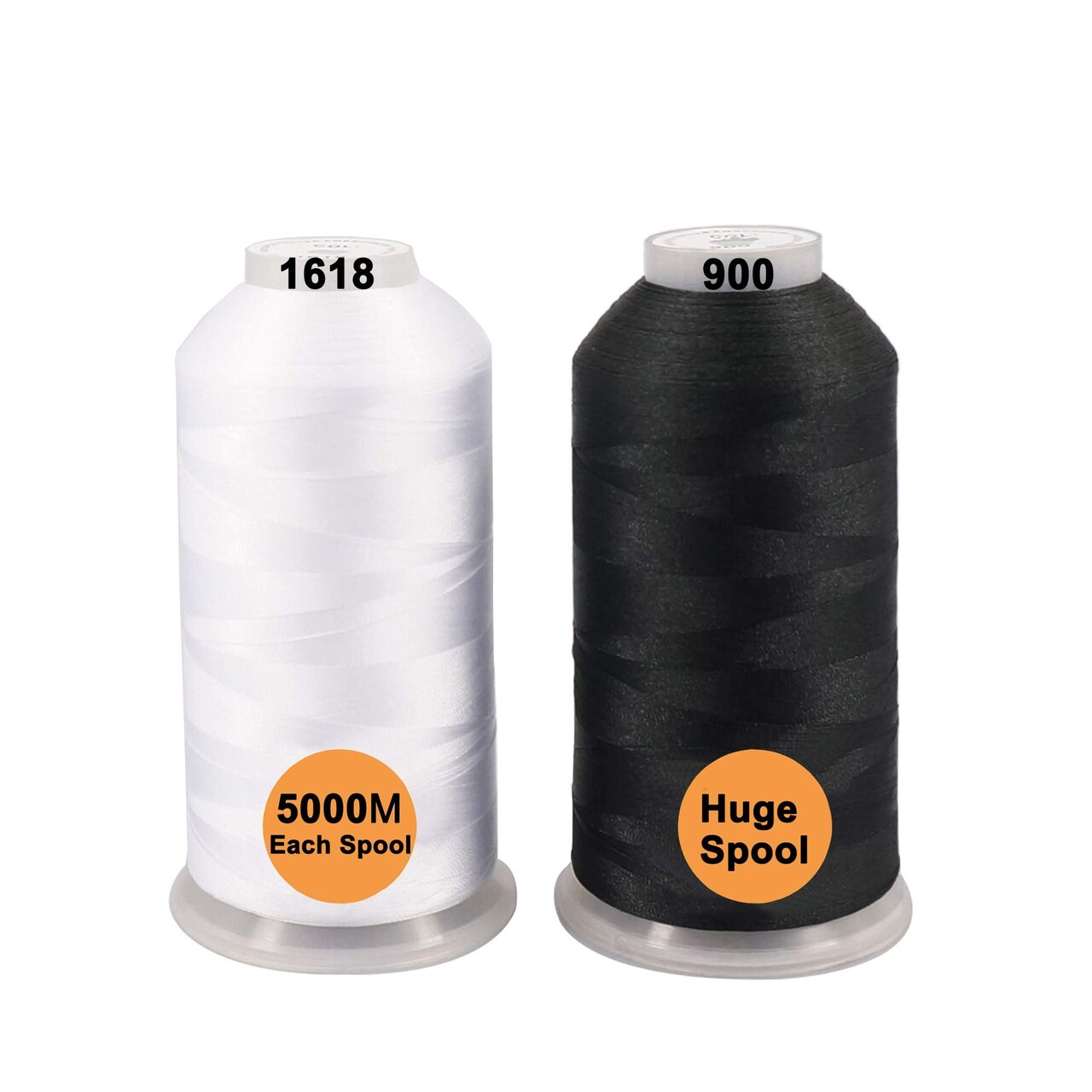 New brothreads - 40 Options- Various Assorted Color Packs of Polyester Embroidery Machine Thread Huge Spool 5000M for All Embroidery Machines -1Black+1White